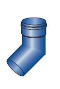 Koleno modrý plast 45°