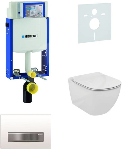 Sada pro závěsné WC, klozet, tlačítko Sigma 50 bílá výplň, sedátko Ideal Standard Tesi