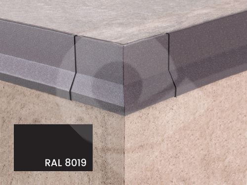 Vnější roh k balkonové T liště s okapničkou Profilpas Protec CPCV hliník hnědý RAL 8019 95x12,5mm