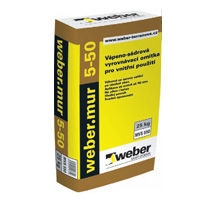 Vápeno-sádrová vyrovnávací omítka pro vnitřní použití Weber mur 5-50 25kg