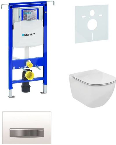 Sada pro závěsné WC, klozet, tlačítko Sigma 50 bílá výplň, sedátko Ideal Standard Tesi