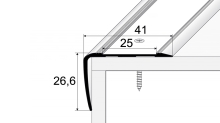 Schodová hrana s protiskluznou páskou Profil Team 41x27mm 2,7m stříbrná