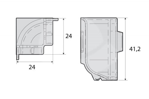 Vnější roh k soklové liště samolepící Profil Team inox 40mm 2ks/bal