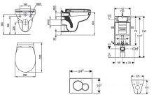 Sada pro závěsné WC, klozet, tlačítko Sigma 30 matný/lesklý hrom, sedátko Ideal Standard Quarzo (1)