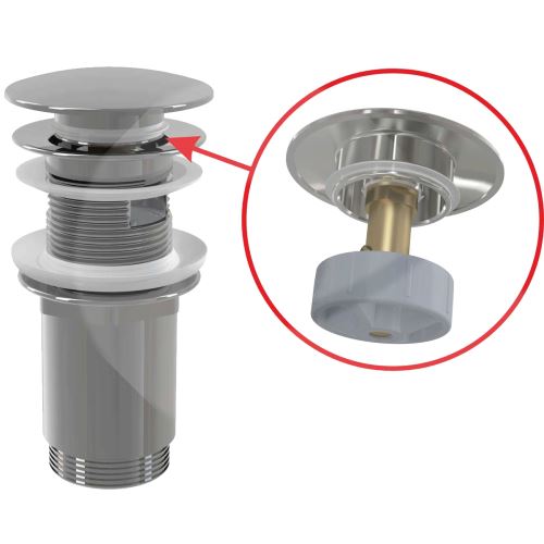 Umyvadlová výpusť Alcaplast click/clack 5/4" velká zátka celokov