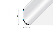 Podlahová soklová lišta Profil Team hliník stříbrný 40mm 2,7m samolepící