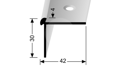 Schodová hrana pro vinyl oboustranná Profilpas Kuberit 872 4mm 2,5m stříbrná