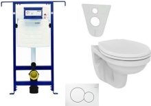 Sada pro závěsné WC, klozet, tlačítko Sigma 01 bílé, sedátko Ideal Standard Quarzo
