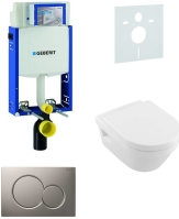 Sada pro závěsné WC, klozet, tlačítko Sigma 01 matný chrom, sedátko Villeroy &amp; Boch