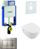 Sada pro závěsné WC, klozet, tlačítko Sigma 30 matný/lesklý chrom, sedátko Villeroy &amp; Boch