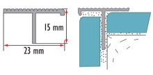 Schodová lišta na dlažbu T profil Cezar hliník přírodní 15mm 2,5m