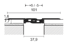 Celokovová objektová dilatace k zakrytí spár Profilpas Projoint NZS/A/40 eloxovaný hliník 8mm 2,7m