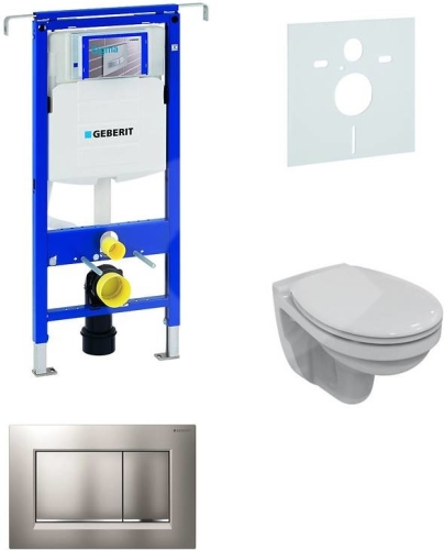 Sada pro závěsné WC, klozet, tlačítko Sigma 30 matný/lesklý chrom, sedátko Ideal Standard Quarzo