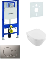 Sada pro závěsné WC, klozet, tlačítko Sigma 01 matný chrom, sedátko softclose Villeroy &amp; Boch