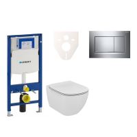 Sada pro závěsné WC, klozet, tlačítko Sigma 30 lesklý/matný chrom, sedátko Ideal Standard Tesi