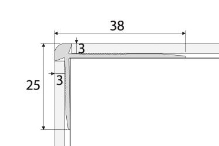 Schodová hrana pro vinylové podlahy do 3mm Profil Team 38x25mm 2,7m stříbrná