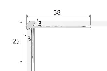 Schodová hrana pro vinylové podlahy do 3mm Profil Team 38x25mm 1,2m stříbrná