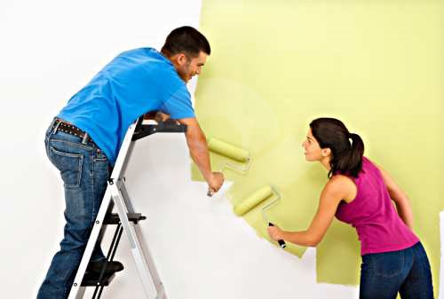 Malování stěny válečkem běžnou vinylovou barevnou barvou v 1 vrstvě, cena práce za m2