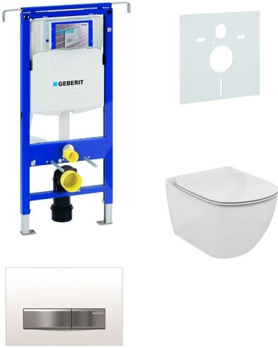 Sada pro závěsné WC, klozet, tlačítko Sigma 80 výplň bílá, sedátko Ideal Standard Tesi