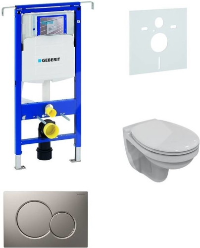 Sada pro závěsné WC, klozet, tlačítko Sigma 01 matný chrom, sedátko Ideal Standard Quarzo