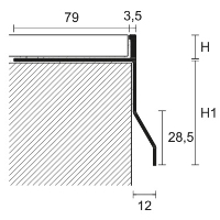 Balkonová T lišta s okapničkou Profilpas Protec CPCV hliník šedý kov RAL 9006 55x12,5x2,7m