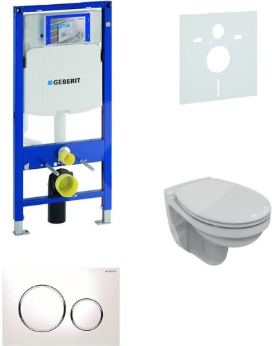 Sada pro závěsné WC, klozet, tlačítko Sigma 20 bílá/lesklý chrom/bílá, sedátko softclose Ideal Standard Quarzo