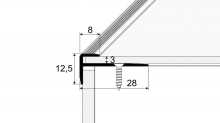 Schodová hrana pro vinylové podlahy do 3mm Profil Team 28x12,5mm 1,2m inox