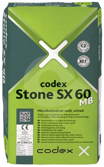 Rychlé lepidlo pro střední lože s krystalickou vazbou vody CODEX Stone SX 60 MB 25kg