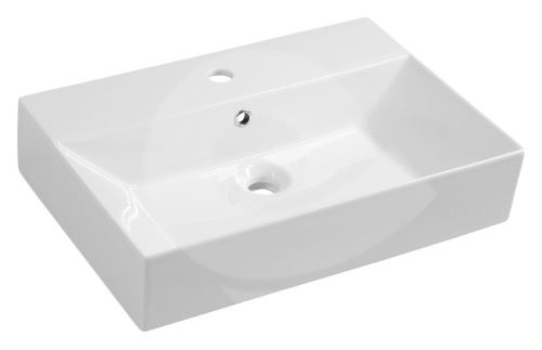 Umyvadlo 600x420mm s 1 otvorem pro baterii, bílá Aqualine