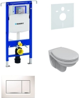 Sada pro závěsné WC, klozet, tlačítko Sigma 30 bílá/lesklý chrom/bílá, sedátko Ideal Standard Quarzo