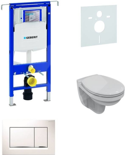 Sada pro závěsné WC, klozet, tlačítko Sigma 30 bílá/lesklý chrom/bílá, sedátko Ideal Standard Quarzo