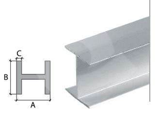 H profil Cezar eloxovaný hliník 18,5x17x1mm 2m