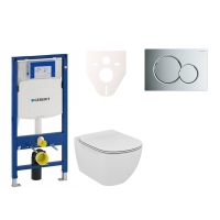 Sada pro závěsné WC, klozet, tlačítko Sigma 01 chrom, sedátko Ideal Standard Tesi