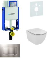 Sada pro závěsné WC, klozet, tlačítko Sigma 30 matný/lesklý chrom, sedátko Ideal Standard Tesi