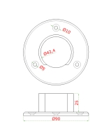 Kotevní příruba na kruhové madlo pro skleněné zábradí, průměr 42,4 mm