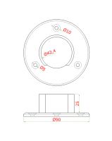 Kotevní příruba na kruhové madlo pro skleněné zábradí, průměr 42,4 mm (1)