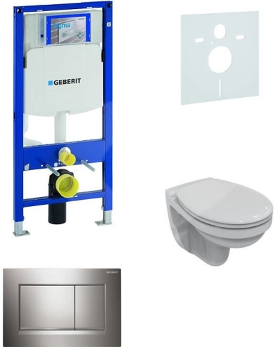 Sada pro závěsné WC, klozet, tlačítko Sigma 30 bílá/lesklý chrom, sedátko Ideal Standard Quarzo