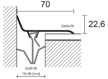 Rohová dilatační lišta pro dodatečnou montáž Profilpas Procover GWA/70 eloxovaný hliník 70mm 3m