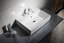 Umyvadlo 600x420mm s 1 otvorem pro baterii, bílá Aqualine (3)
