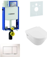 Sada pro závěsné WC, klozet, tlačítko Sigma 30 bílá/lesklý chrom/bílá, sedátko Villeroy &amp; Boch