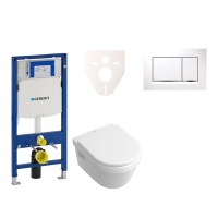 Sada pro závěsné WC, klozet, tlačítko Sigma 30 bílá/lesklý chrom, sedátko softclose Villeroy &amp; Boch
