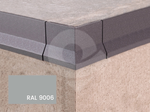 Vnější roh k balkonové T liště s okapničkou Profilpas Protec CPCV hliník šedý kov RAL 9006 55x10mm