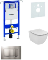 Sada pro závěsné WC, klozet, tlačítko Sigma 30 matný/lesklý chrom, sedátko Ideal Standard Tesi