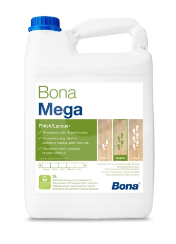 Jednosložkový polyuretanový lak na vodní bázi Bona Mega mat 5l
