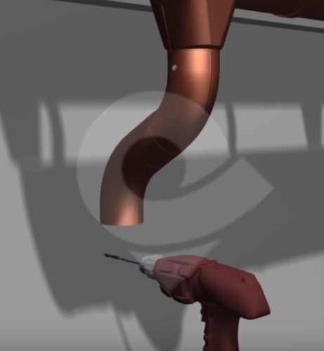Montáž okapového kolena do okapového systému, cena práce za ks bez materiálu