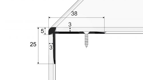 Schodová hrana pro vinylové podlahy do 3mm Profil Team 38x25mm 2,7m bronz