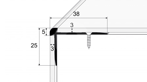 Schodová hrana pro vinylové podlahy do 3mm Profil Team 38x25mm 2,7m inox