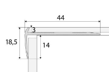 Schodová hrana pro vinylové podlahy do 3 mm Profil Team 44x18,5mm 1,2m inox