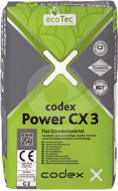 Flexibilní lepící malta pro tenké lože do 10mm CODEX Power CX 3 C2TE S1 25kg