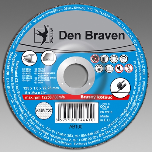 Den Braven brusný kotouč kov/inox A24R-115x6.0x22.23-T27